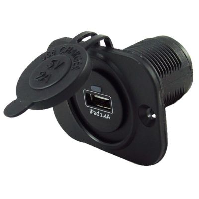 USB Stopcontact enkel 2.4A Zwart